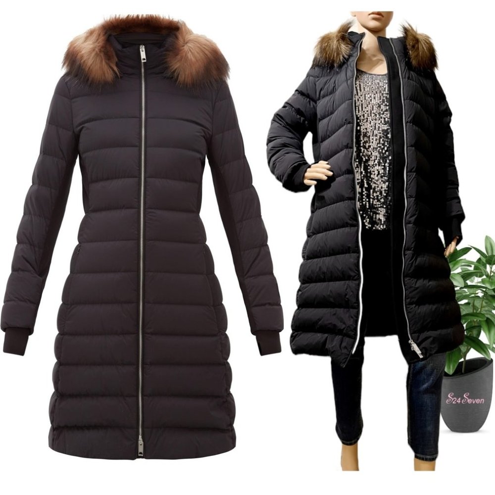 NWT BURBERRY Newbridge Fur-trimmed Quilted Coat